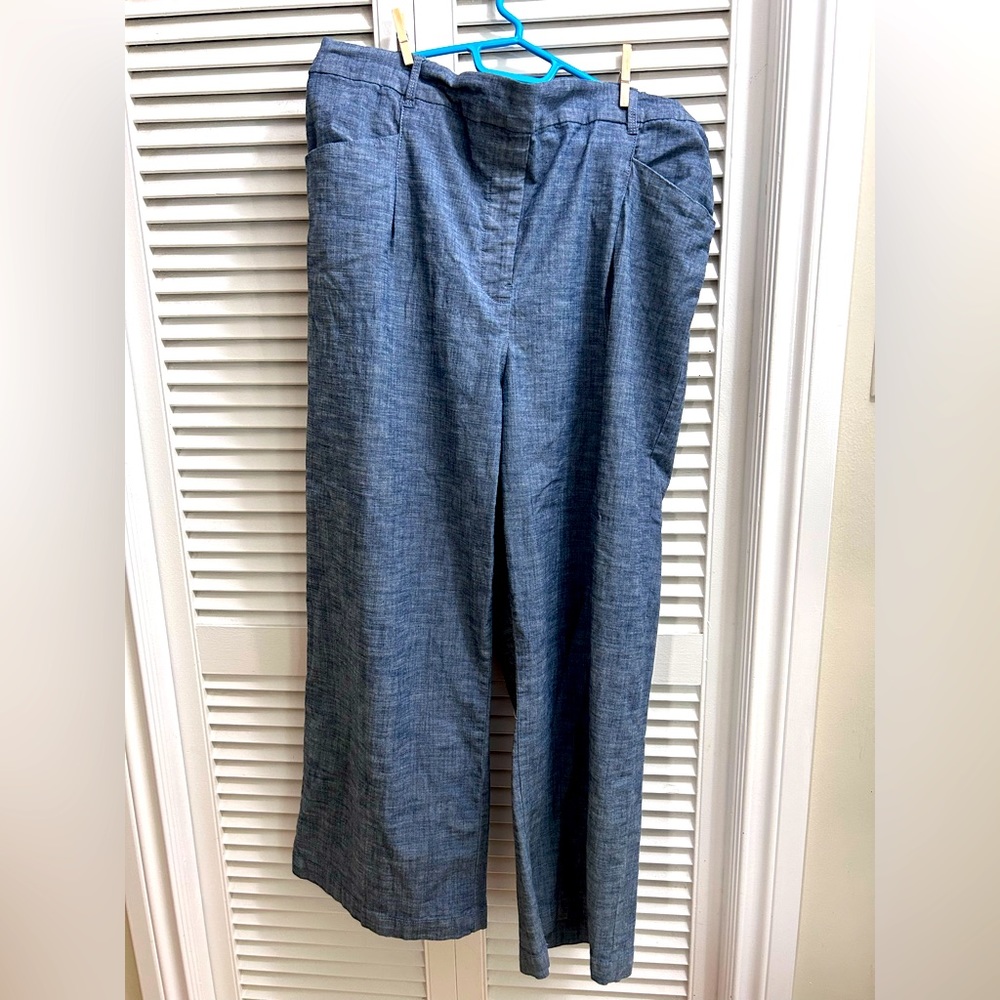 Wide-legged denim look trousers